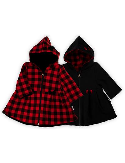 Płaszcz dresowy niemowlęcy dla dziewczynki w kratkę czarny