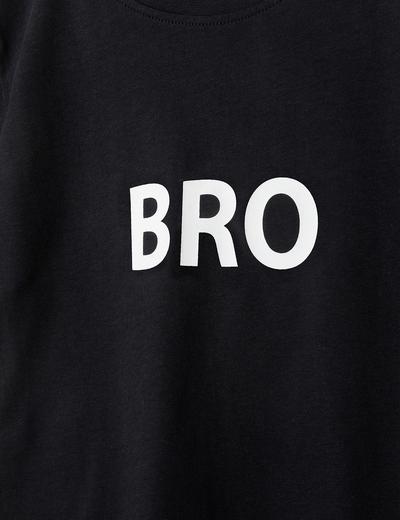 T-shirt chłopięcy czarny z napisem - BRO