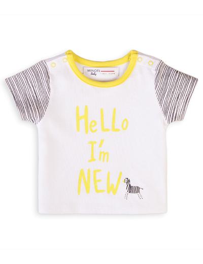 Biała koszulka bawełniana niemowlęca- Hello I'm new