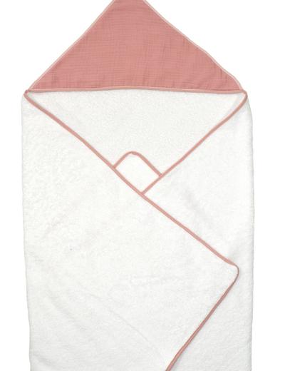 Okrycie kąpielowe dla dziecka 100x100cm - biało-różowe