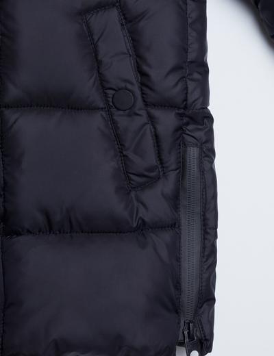 Czarna pikowana kurtka zimowa z kapturem - unisex - Limited Edition