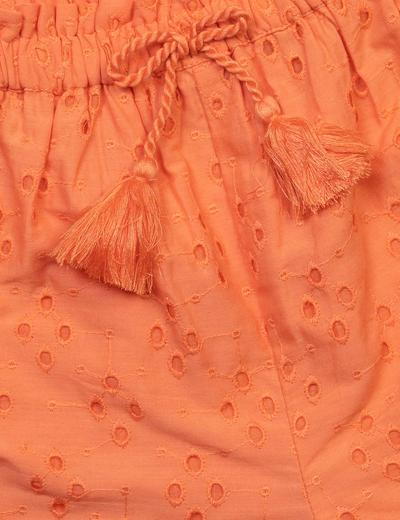 Szorty z haftem i elastyczną talią dla dziewczynki - pomarańczowe