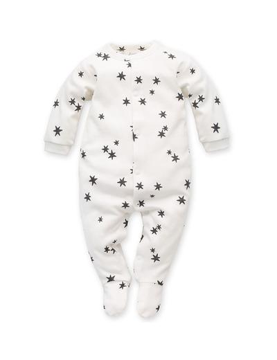 Pajac niemowlęcy bawełniany- ecru w gwiazdki