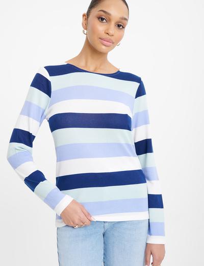 Sweter damski nierozpinany z nadrukiem niebieski