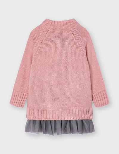 Komplet dziewczęcy Mayoral - sukienka +  różowy sweter  z nadrukiem