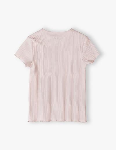 Różowy t-shirt dziewczęcy w prążki - 5.10.15.