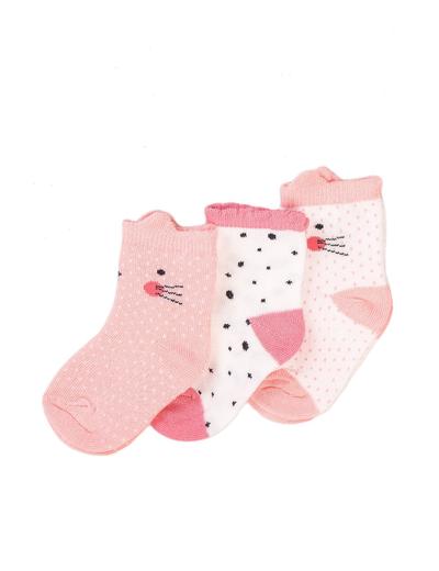 Skarpety różowe niemowlęce Koty 3-pak
