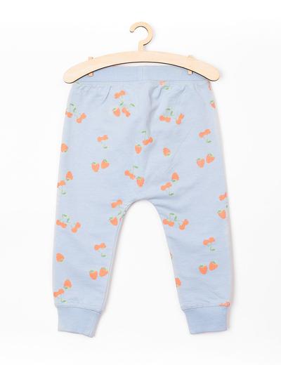 Spodnie niemowlęce dresowe- niebieskie w owoce