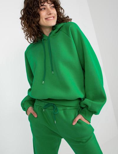 Zielony dresowy komplet basic z bluzą z kapturem