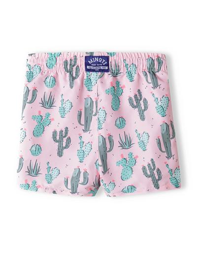 Różowe szorty kąpielowe dla chłopca w kaktusy