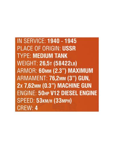 Klocki Cobi Czołg T-34 - 258 klocków wiek 6+
