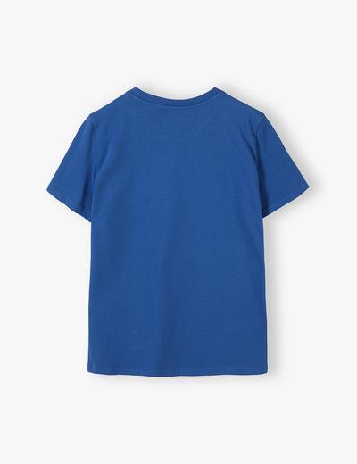 Niebieski t-shirt bawełniany dla chłopca- Let's skate!
