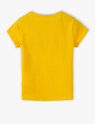 Żółty bawełniany t- shirt dziewczęcy z napisem - Sweet like honey