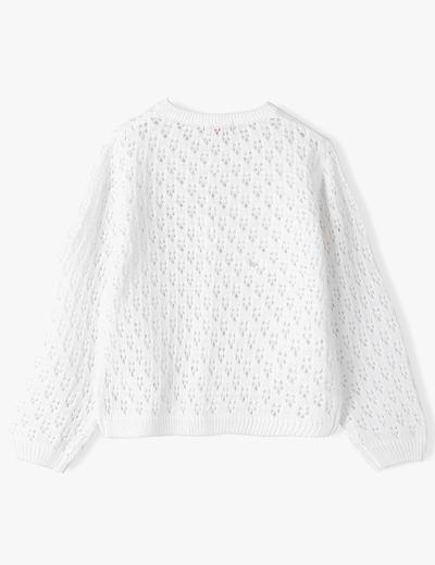 Biały ażurowy sweter dla dziewczynki - Lincoln&Sharks