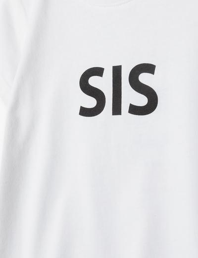 T-shirt dla dziewczynkii biały z napisem - SIS