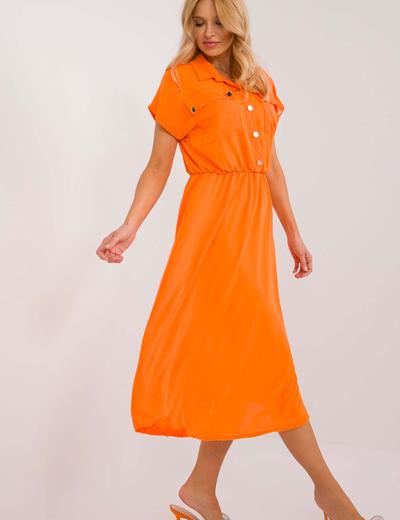 Midi sukienka na co dzień pomarańczowa