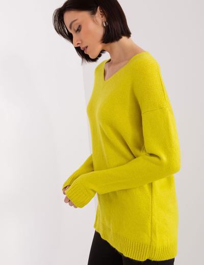 Luźny sweter damski limonkowy