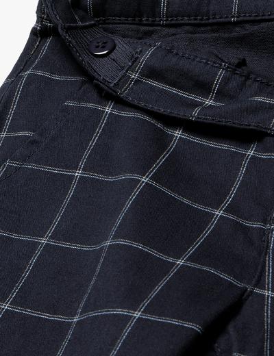 Eleganckie granatowe spodnie regular w kratę dla chłopca