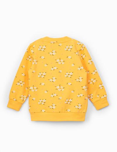 Bluza dresowa dziewczęca żółta w kwiatki
