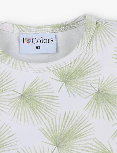T-shirt dziewczęcy z krótkim rękawem - biała w listki - I Love Colors