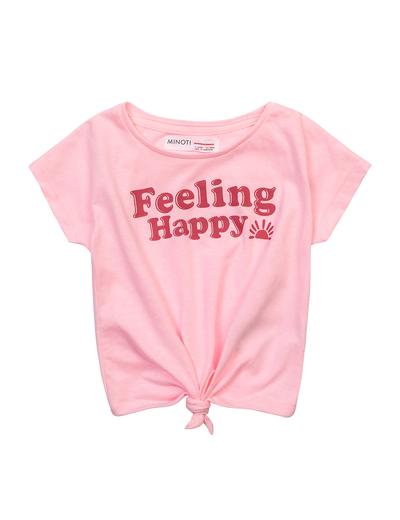 Różowy t-shirt dzianinowy dla dziewczynki- Feeling Happy