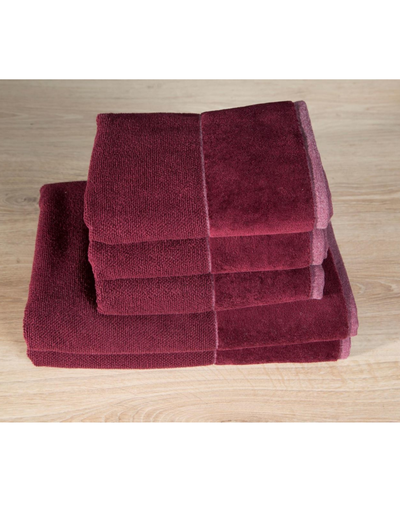 Bordowy ręcznik 50x90 cm z ozdobnym pasem