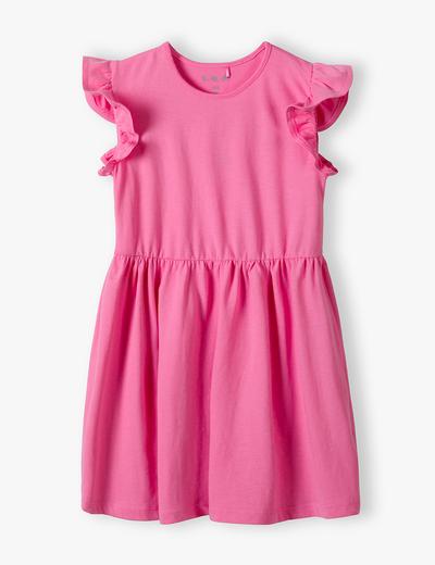 Różowa bawełniana sukienka dziewczęca na lato - 5.10.15.