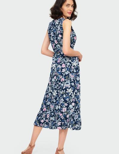 Wiskozowa kopertowa sukienka z kwiatowym nadrukiem