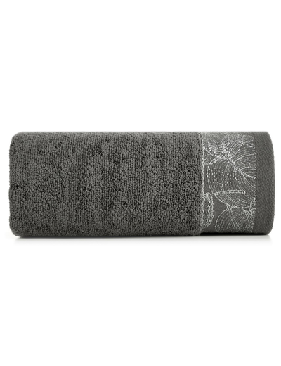 Szary ręcznik ze zdobieniem 50x90 cm