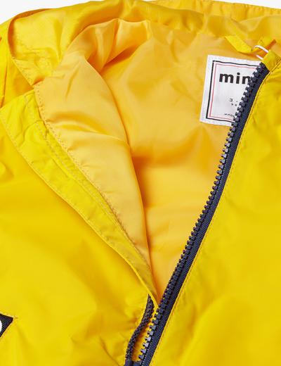 Żółta kurtka wiatrówka letnia niemowlęca z kapturem