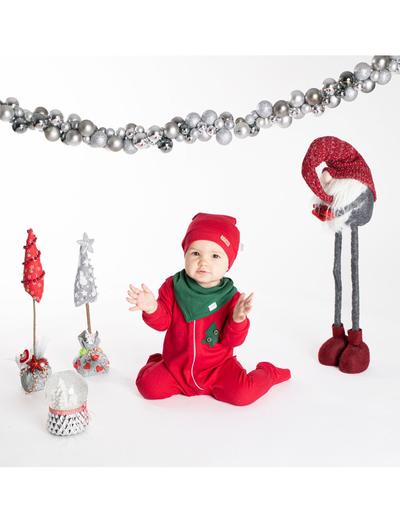 Komplet świąteczny niemowlęcy  czapka, apaszka, pajac