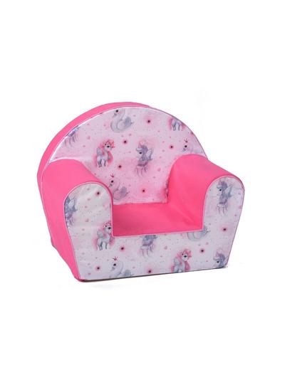 Różowy fotelik w jednorożce