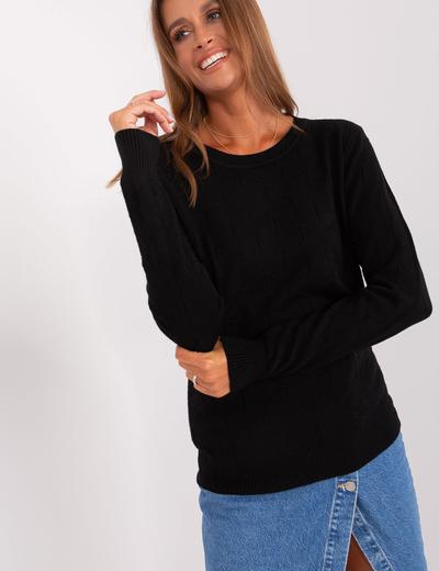 Czarny sweter damski klasyczny z okrągłym dekoltem