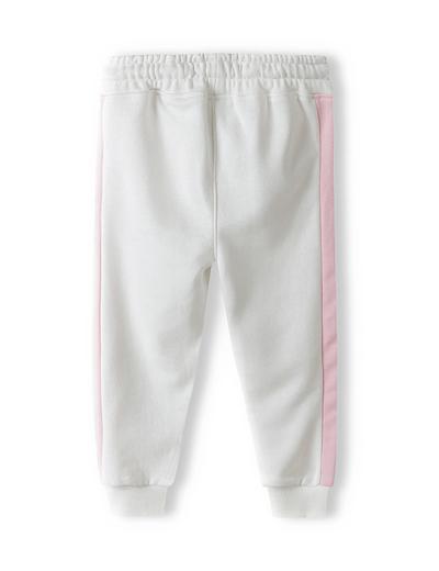Szare spodnie dresowe niemowlęce z różowymi paskami