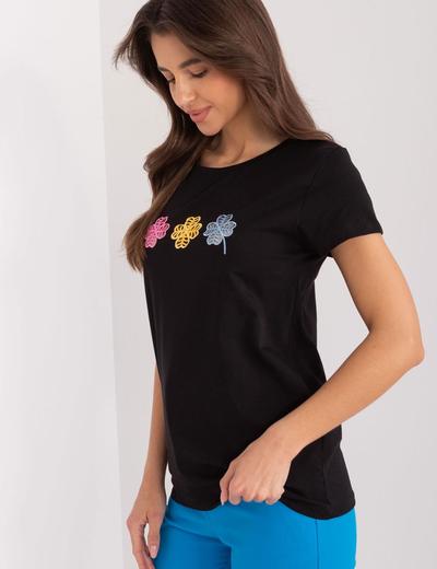 T-Shirt z ażurową aplikacją czarny