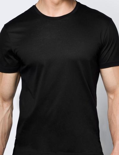 T-shirt bawełniany męski czarny ATLANTIC