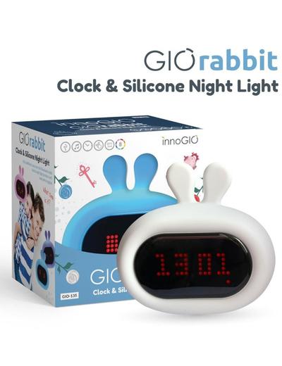 InnoGIO Silikonowa lampka nocna z zegarem GIOrabbit