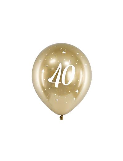 Balony Glossy 30 cm z nadrukiem "40" - złoty