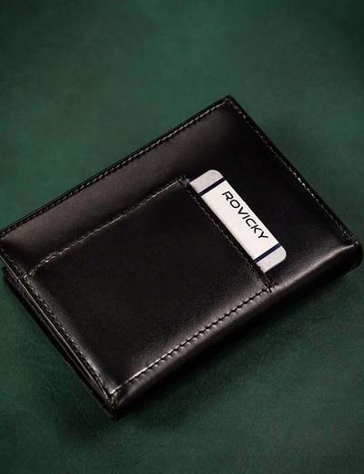 Zestaw prezentowy: elegancki, skórzany portfel męski i brelok - Rovicky