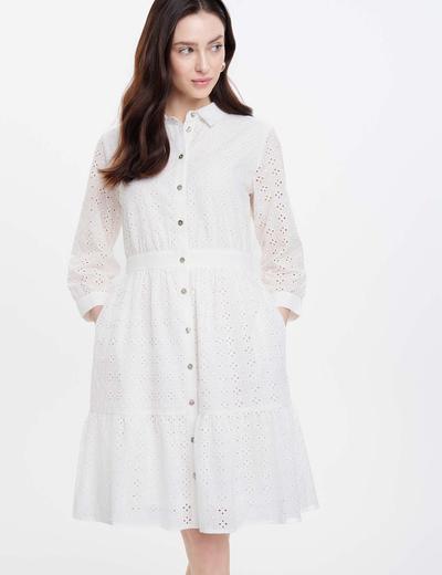 Biała sukienka damska krótka z haftem