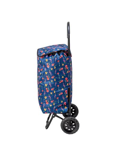 Wózek/torba na zakupy na kołach granatowa w kwiaty