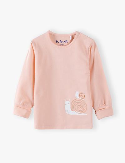 Bluzka niemowlęca różowa ze ślimakami - Rosnę z Tobą