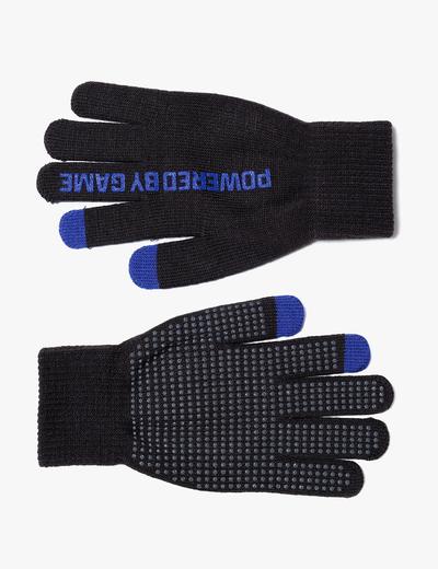 Rękawiczki z napisem - Powered by game - touch pad fingers