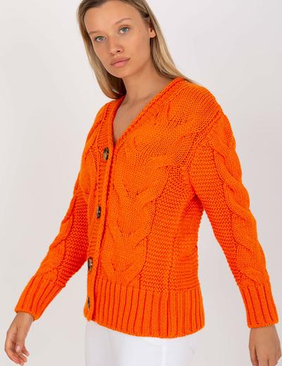 RUE PARIS Pomarańczowy sweter rozpinany z wełną Louissine