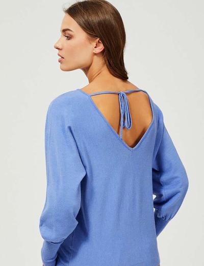 Luźny sweter z bufiastymi rękawami -  niebieski