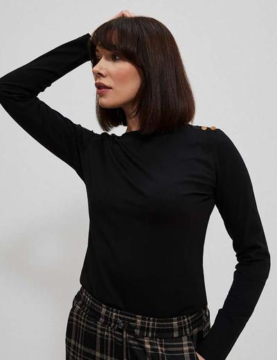 Czarna bluzka damska z bawełny z długim rękawem
