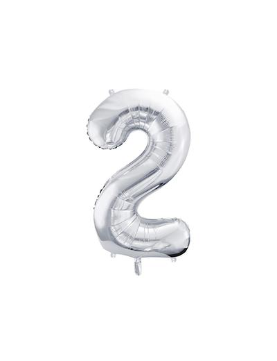 Balon foliowy metalizowany Cyfra ''2'' w kolorze srebrnym