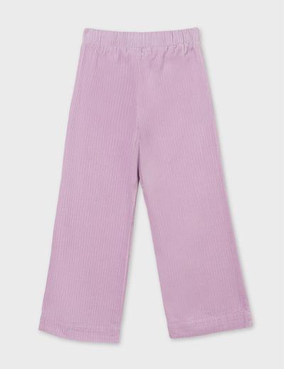 Bawełniane spodnie dziewczęce w prążki - fioletowe
