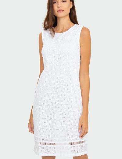 Biała bawełniana sukienka damska z haftowanej tkaniny