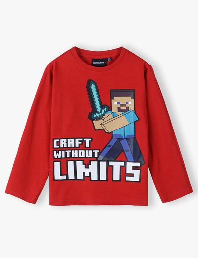 Bluzka chłopięca bawełniana czerwona z długim rękawem Minecraft